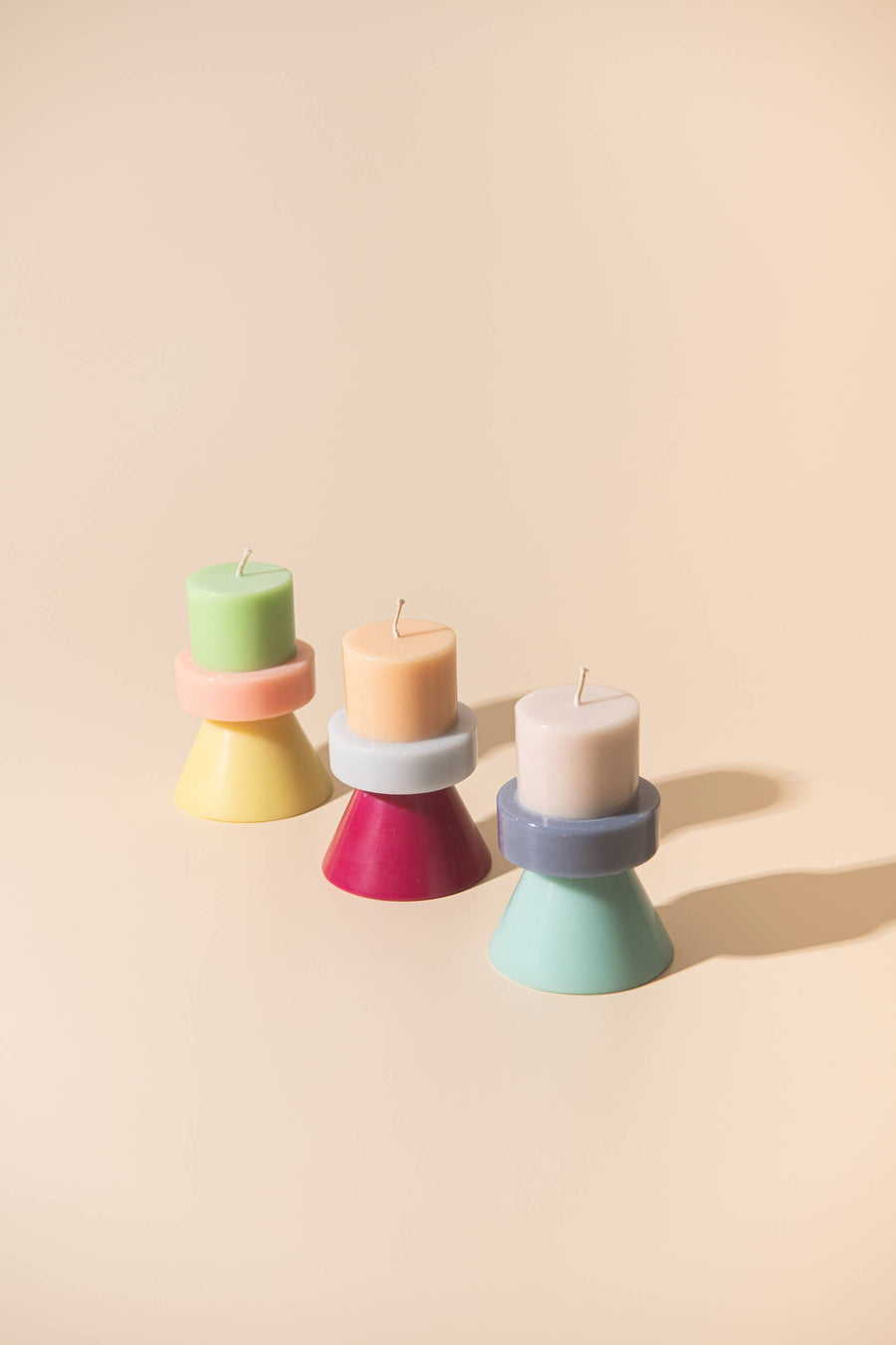 Stack Candle - Mini: Ivory / Lavender / Blue Grey