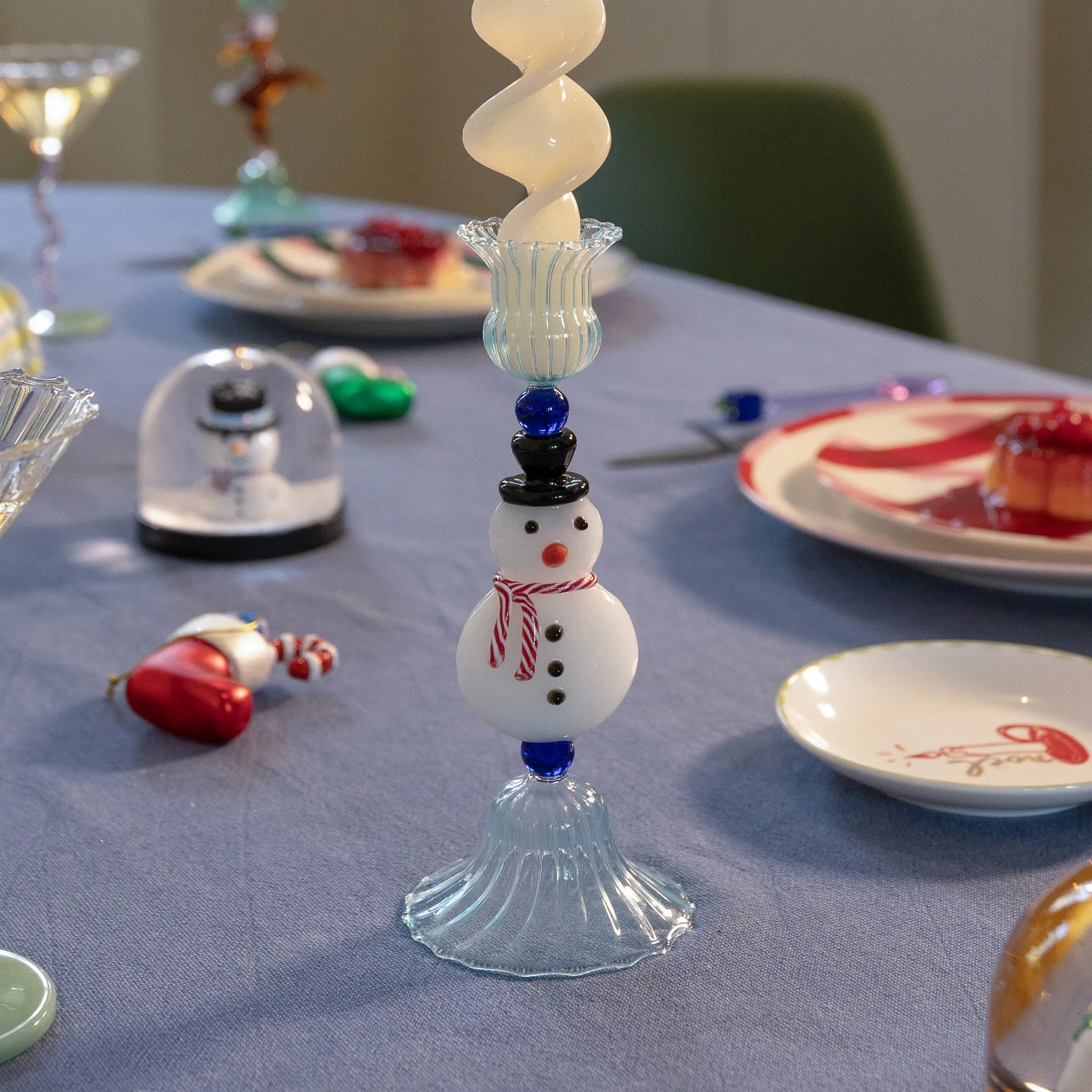 Candle holder merry snowman