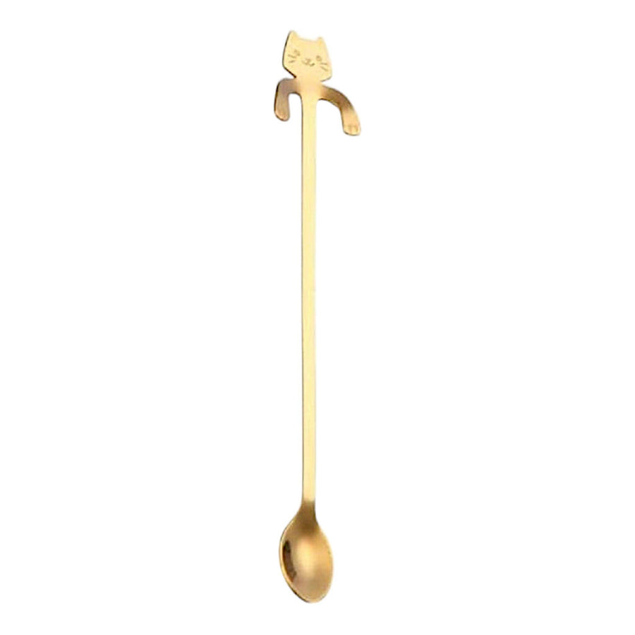 Cat Hanging Tea Spoon Gold