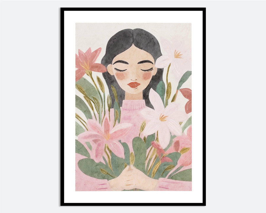 Girl with Flower Bouquet