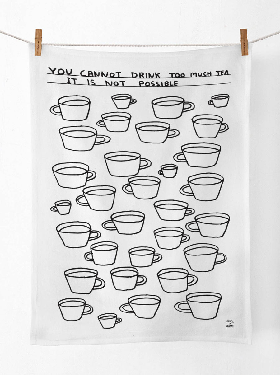 Too Much Tea - Tea Towel By David Shrigley