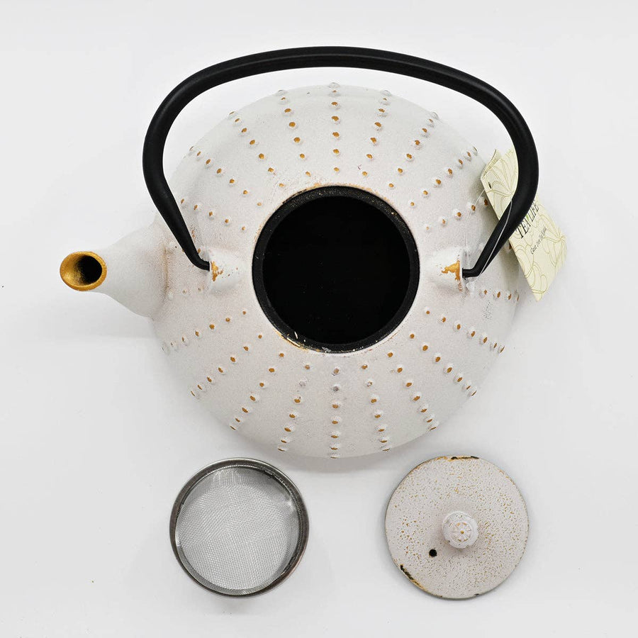 White Tokusa Design 40oz Cast Iron Tea Pot