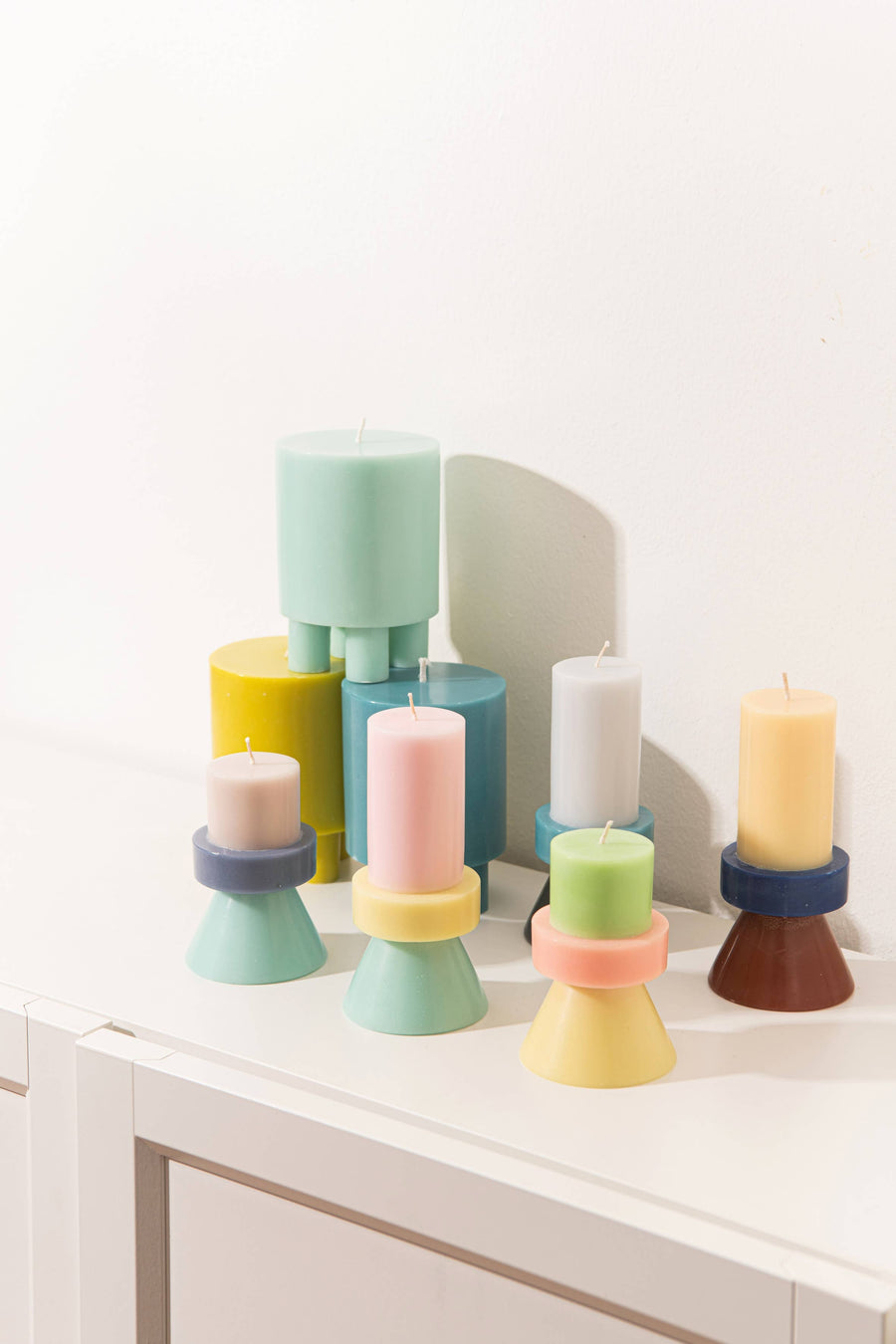 Stack Candle - Mini: Ivory / Lavender / Blue Grey