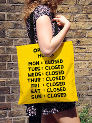 Opening Hours Tote Bag by David Shrigley