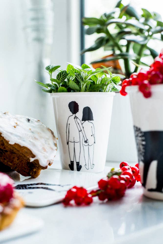 Cup naked couple back