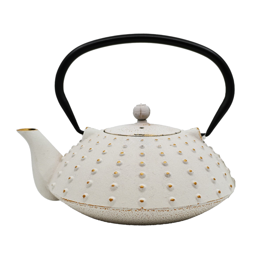 White Tokusa Design 40oz Cast Iron Tea Pot
