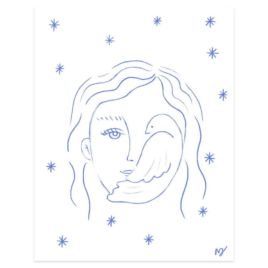 Woman & Dove Art Print
