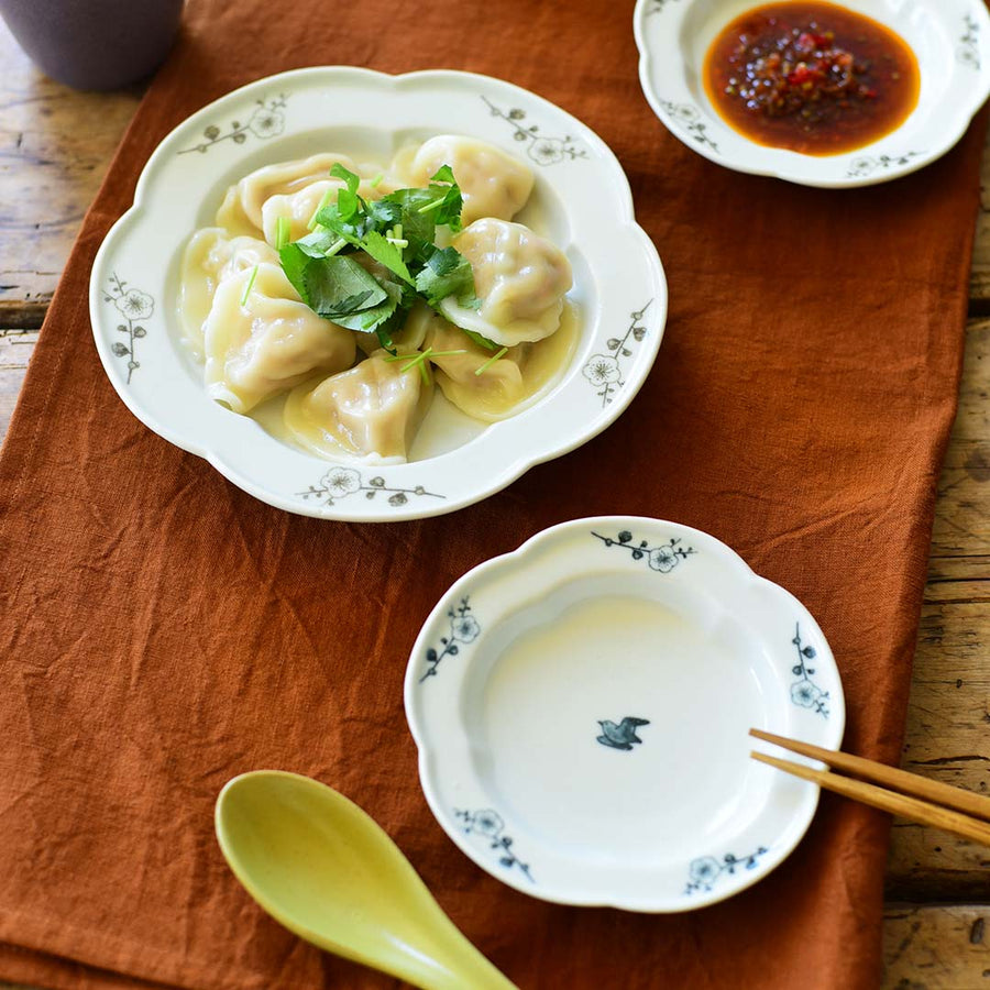 Umehana 4sun plate 染付茶