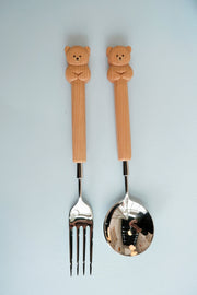 Handcrafted Solid Wood Bear Fork / Spoon