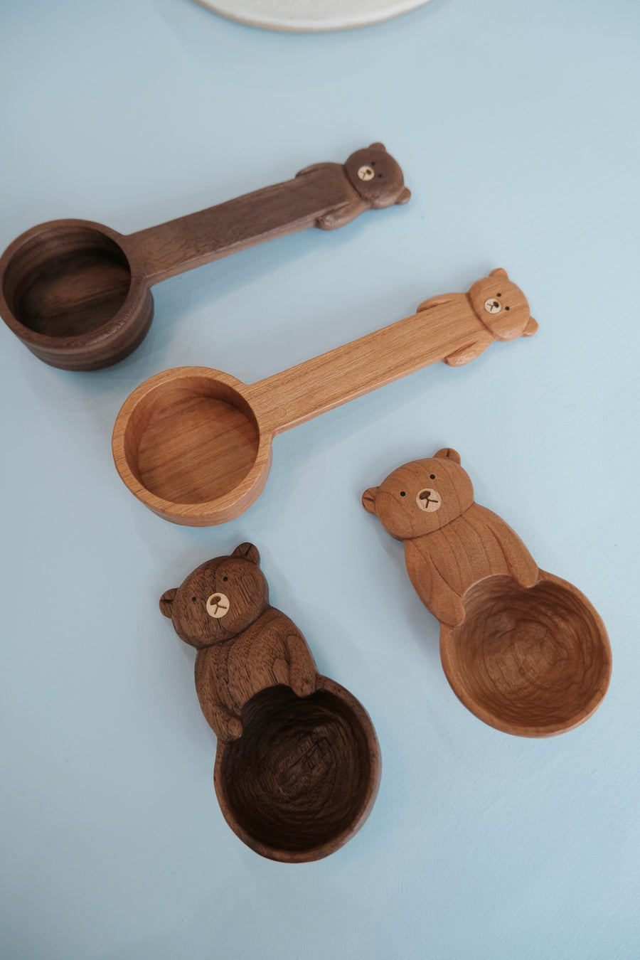 Handcrafted Solid Wood Bear Coffee Spoon – Long