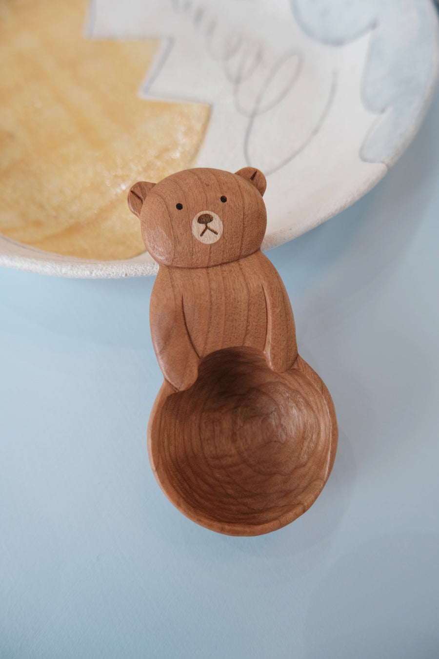 Handcrafted Solid Wood Bear Coffee Spoon – Short