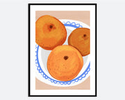 Oranges on Scalloped Blue Plate