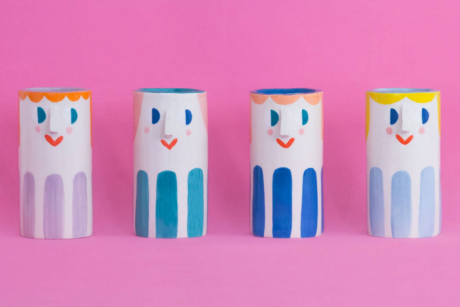Girl with Purple Stripes / Ceramic Vase