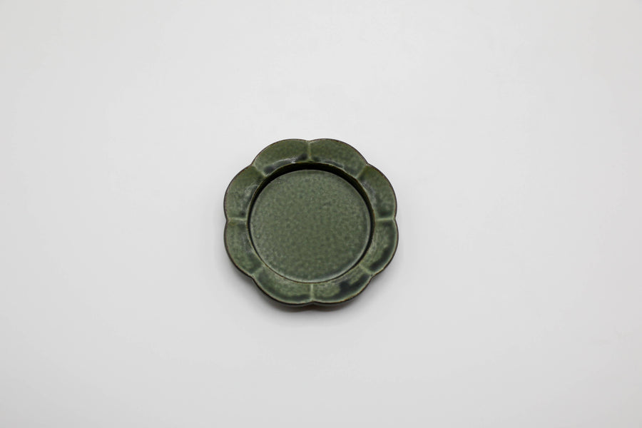 Flower Oribe (Green) incense tray