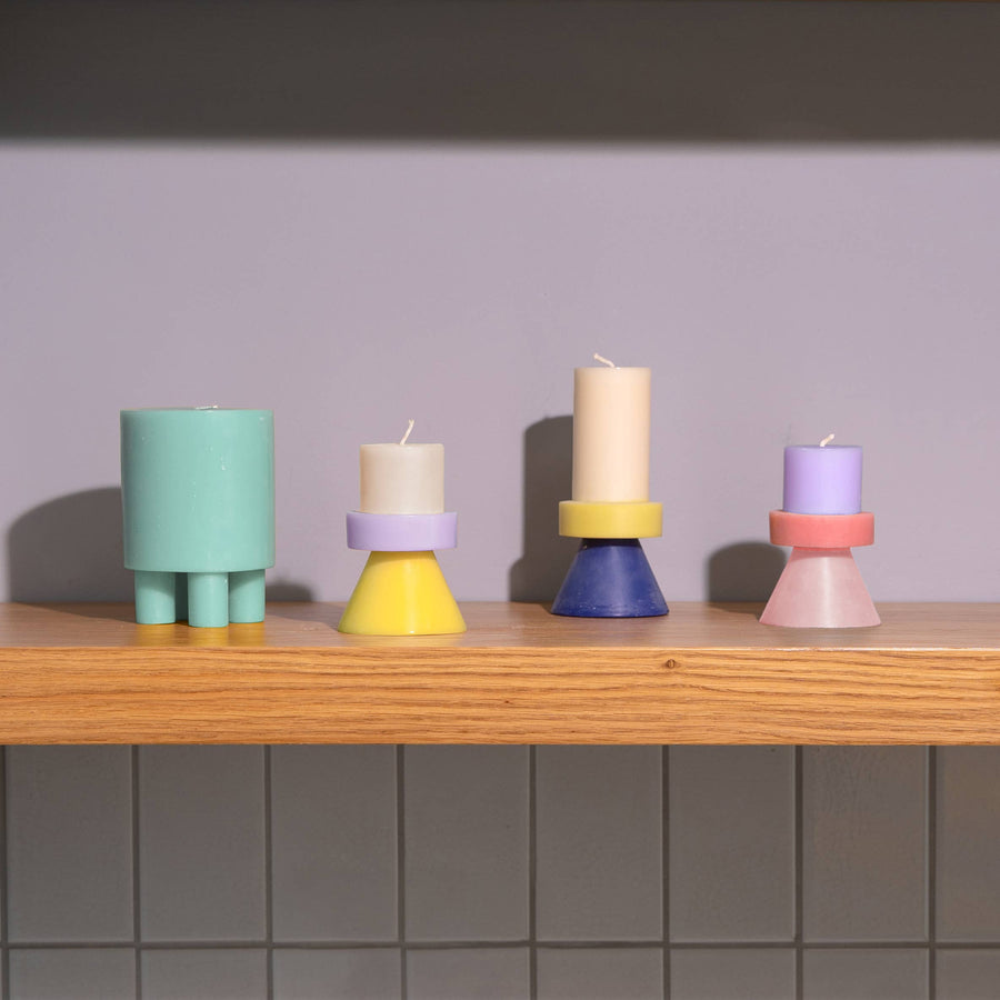 Stack Candle - Mini: Ivory / Lavender / Blue Grey