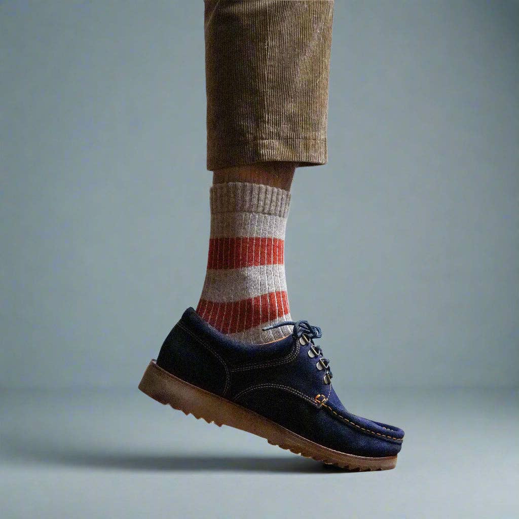 KLUE Merino Wool socks with Stripes | Beige and Orange