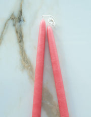 Hand-Dipped Taper Candle Pair, Coral Pink