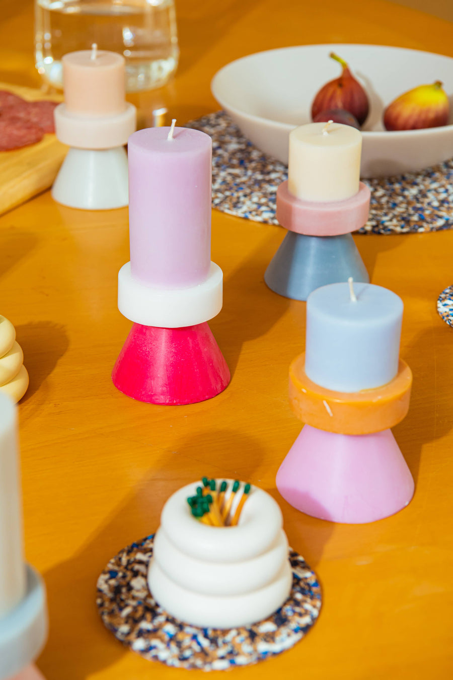 Stack Candle - Mini: Ivory / Lavender / Blue Grey