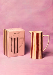 Hand-Painted Striped Jug — Pink / Burgundy