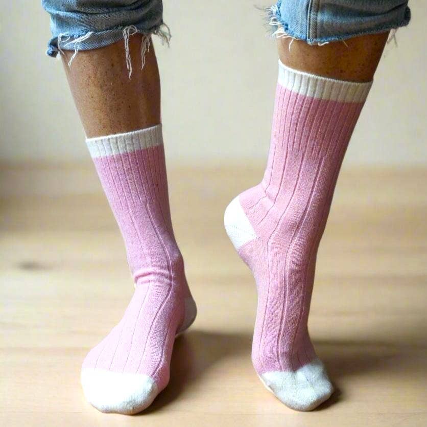 KLUE Merino Wool Banded Socks | Pink