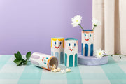 Girl with Deep Blue Stripes / Ceramic Vase