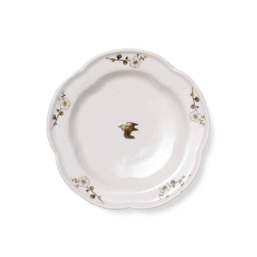 Umehana 4sun plate 染付茶